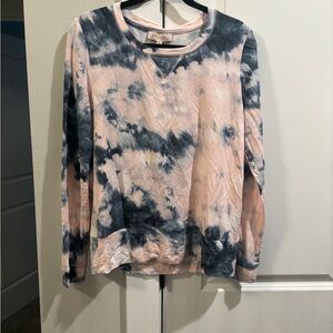 Philosophy Pink & Navy Tie-Dye Crewneck Sweatshirt size small